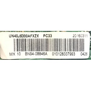 MAIN PARA SMART TV SAMSUNG / NUMERO DE PARTE BN94-08846A / BN41-02307B / BN9408846A / 08846A / BN97-09262D / PANEL CY-GJ40BGLVBH / MODELO UN40J5300AFXZA VS06